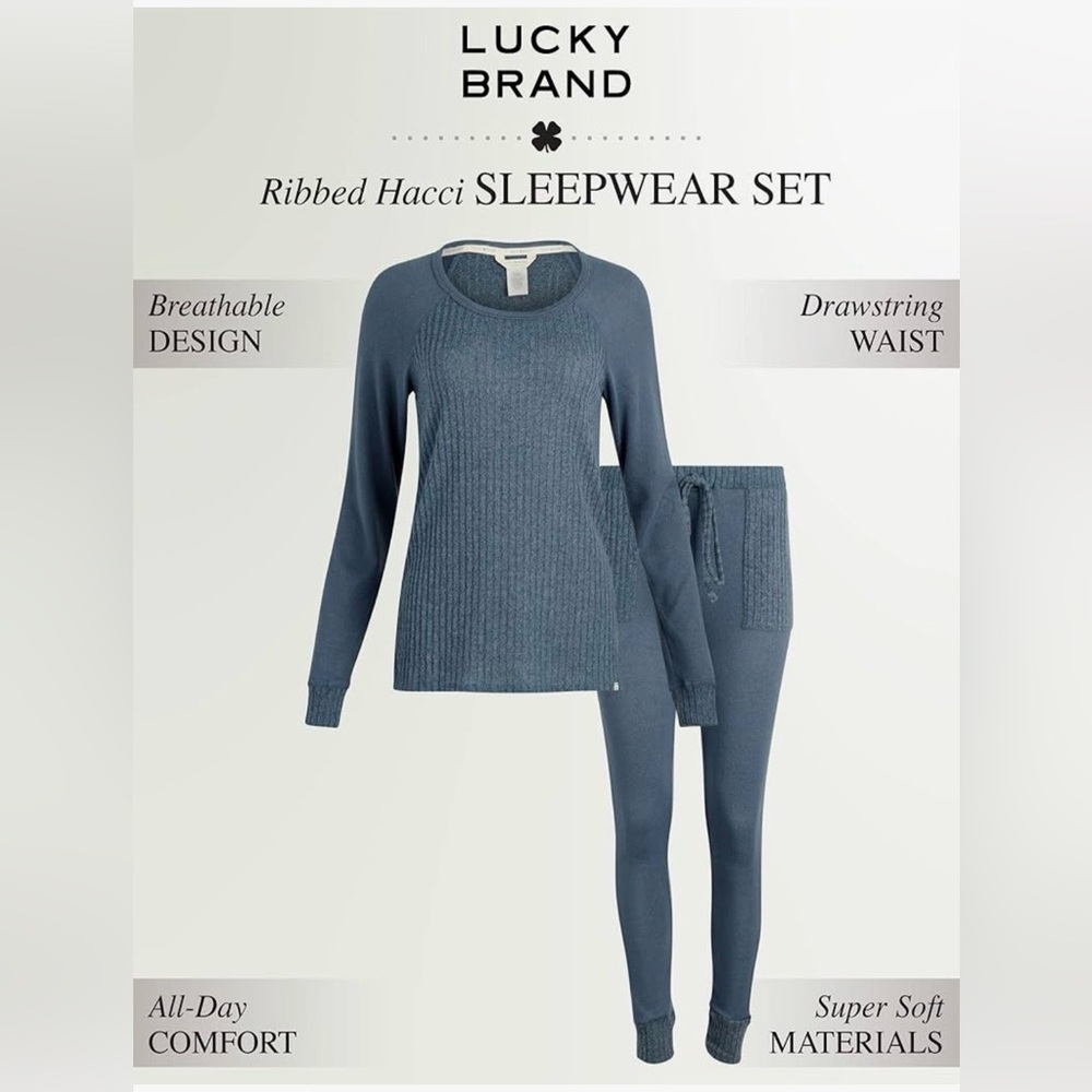 NWT Lucky Brand Womens Pajamas size Medium  Ribbed Hacci Sleepwear Set